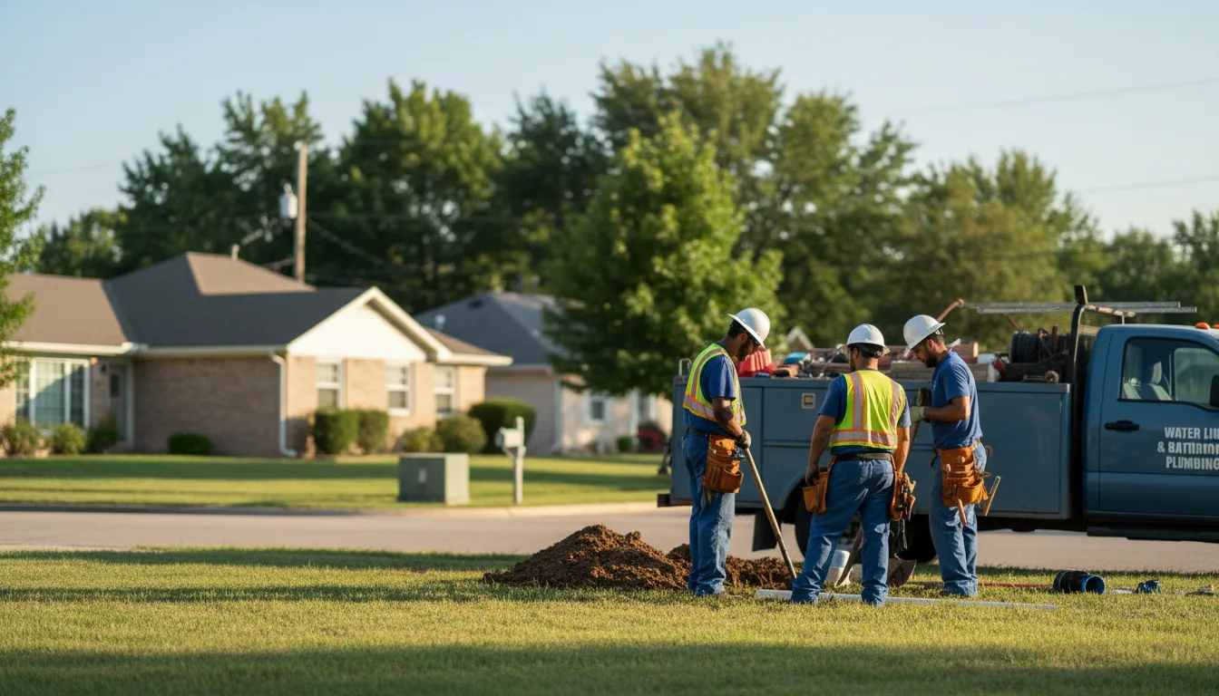 Residential water line and bathroom plumbing service in Donie, TX